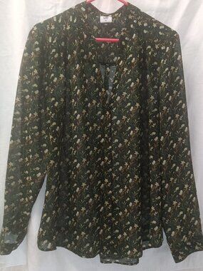 Cabi XL long sleeve sheer multi-color floral top